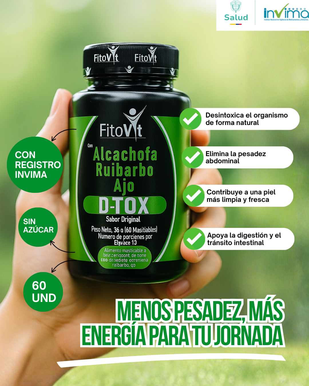 REGULA TU PESO Y DIGESTIÓN | D-TOX 60 UND FITOVIT